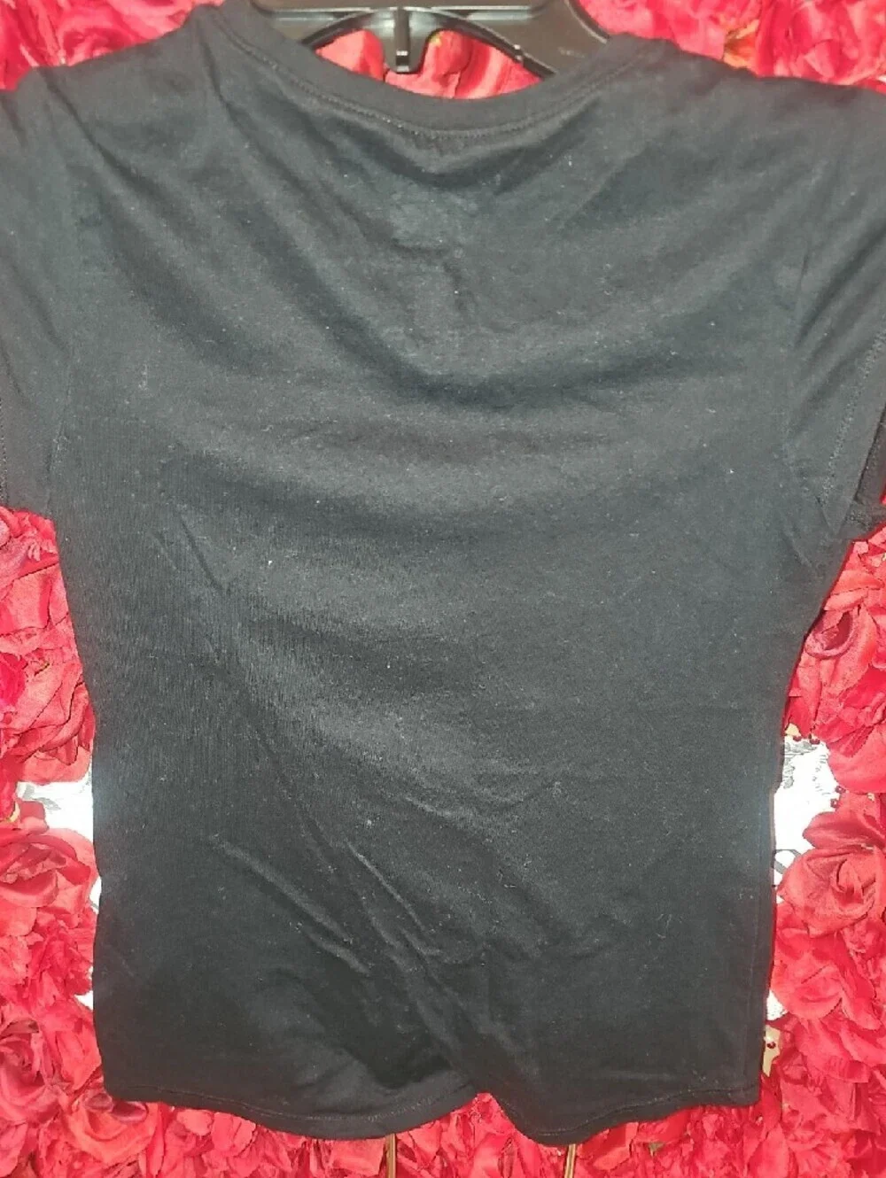 Justice Black Tee with Neon Pink Green Blue Yellow Puffy Peace Graphic Size 10